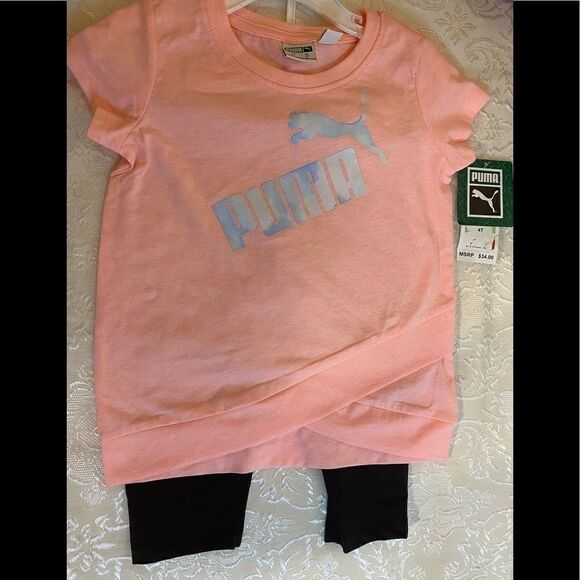 🎉Puma Little Girl 2 PC leggings set Orange 4T - Picture 3 of 10